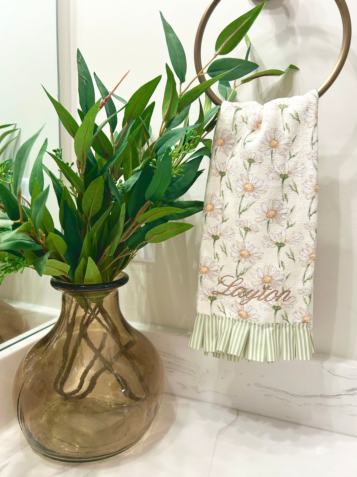 Daisy/Stripe Ruffle Kitchen Towel Set