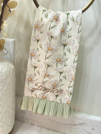 Daisy/Stripe Ruffle Kitchen Towel Set